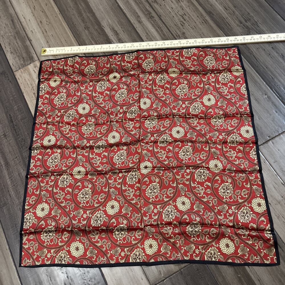 Womens Scarf Red Floral 100% Silk Square